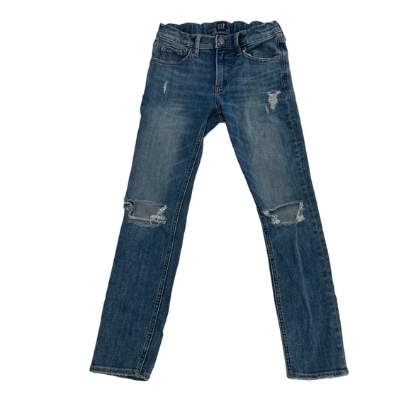 GAP Stretch Skinny Adjustable Waistband Distressed Jeans Size 10 Big Kid's - Picture 1 of 6